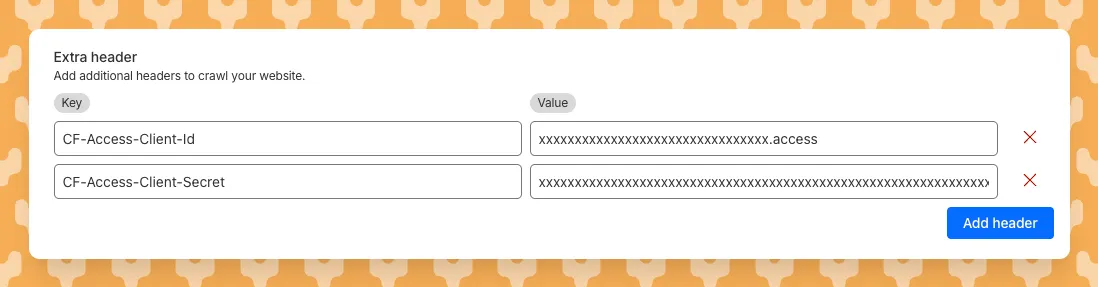 Custom headers configuration in AI Search